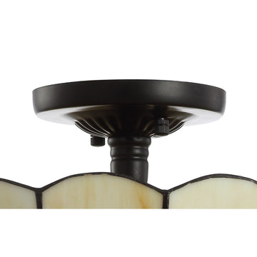 Jennifer 16" Tiffany Style Glass/Metal LED Semi - JONATHAN Y